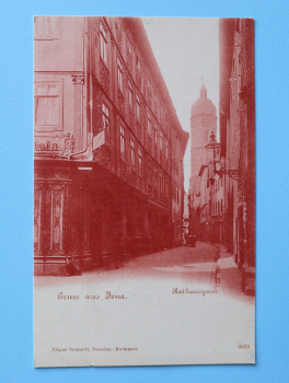 Ansichtskarte AK Gruß aus Jena 1900 Rathausgasse Geschäfte Ortsansicht Architektur Thüringen
